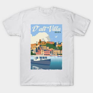 Dalt Villa Ibiza Spain Retro Vintage Travel Poster  Apparel T-Shirt